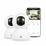 Garza Smart - Pack 2 Cámaras IP Wifi 360º Vigilancia Interior Inteligente, alta resolución 1080p HD, Sensor de movimiento, Visión nocturna, Audio bidireccional. Wifi 2.4 GHz. Control remoto por app
