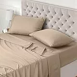 Utopia Bedding Juego de Sabanas 4 Piezas 150x200 - Poliéster Microfibra Cepillada - Oeko-Tex Certificado - Sábana Bajera, Sábana Plana y 2 Fundas de Almohada 50x75 (Cama 150, Beige)