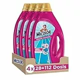 Micolor Gel Frescor Duradero (pack de 4, total: 112 lavados), detergente líquido con sistema neutralizador de olor, óptimo para prendas sintéticas, jabón para ropa