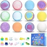Badekugel, CIMOYBAI bomba de baño,12 piezas bombas de baño niños,sales de baño relajantes y espuma,juguetes baño,Incluye juguetes sorpresa para niñas y niños para Navidad, cumpleaños.