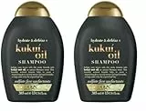 OGX Hydrate & Defrizz + Kukuí Oil Shampoo (385 ml), champú anti-frizz con aceite de Kukuí, champú sin sulfatos ni parabenos para cabello encrespado, rizado y ondulado (Paquete de 2)