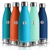 Grsta Botella Agua Acero Inoxidable, Botella Termica 500ml, Botella Gimnasio sin BPA, Botella Agua Niños, Cantimplora Termica 0.5l para Gym, Escuela, Deportiva, Oficina, Yoga