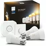 Philips Hue - Bombilla Inteligente, A60 E27, Luz Blanca de Cálida a Fría, 10. 5W, Compatible con Alexa y Google Home - Pack de 3 Bombillas LED inteligentes + Interruptor Inteligente + Hue Bridge