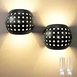 Tyreses 2 PCS Apliques de Pared, LED Modernos Lámpara Con G9 LED Bombillas Reemplazables, 3000K Blanco Cálido IP65, Aplique Exterior Pared, Estilo Moderno Negro Para Sala de Estar Dormitorio Pasillo