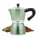 Bergner MIDNIGHT | Cafetera italiana | Máquina de café espresso para 6 tazas | Carcasa de aluminio | Compatible con inducción | Superficie pintada de verde | Mango y botón negros | Tapa de silicona