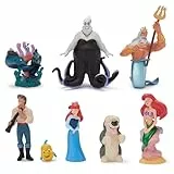 Disney Store Official, La Sirenita, Set de figuritas, 8 figuritas de Ariel, Rey Tritón, príncipe Éric, Úrsula, Flounder, MAX, Flotsam y Jetsam, a Partir de 3 años
