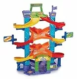 VTech - Parking VIP TutTut Bólidos, Circuitos, Pistas y playsets de Juguete, Aparcamiento Interactivo con Doble posición para lanzar los Coches en Carrera, Incluye Dos vehículos, Versión ESP