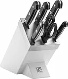 ZWILLING Gourmet - Bloque de cuchillos autoafilables (7 piezas, acero inoxidable y mango de plástico), color blanco