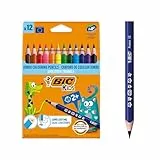 BIC Kids Evolution Triangle ECOlutions, Lapices de Colores Triangularas - Óptimo para la Escuela - Colores Surtidos, Paquete de 12 Unidades