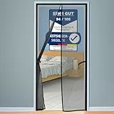 HONGTAISHENG Mosquitera Puerta Magnetica, 95x210cm Cortina Mosquiteras para Puertas, Se Cierra Automáticamente, Fácil Instalación sin Taladrar, para Puerta del Balcón, Puerta Patio, Negro