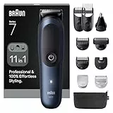 Braun - Cortapelos todo en uno serie 7, kit 11-en-1, hoja ProBlade, tecnología autoSense, 120 minutos de autonomía, protección SkinGuard, barba en gradiente, mango AquaGrip práctico bajo el agua,