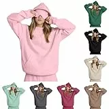 2025 Sudadera con capucha para mujer, de gran tamaño, con antifaz para los ojos, sudadera con capucha en modo avión, algodón, con capucha, cuello redondo, corte ajustado, tiempo libre, manga larga