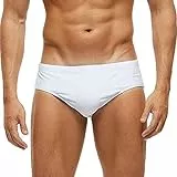 Arcweg Bañadores para Hombres Pantalones Trigulares Cortos Calzoncillos Traje de Baño Cortos Hombres Elástica Almohadillas Extraídas Blanco M