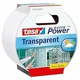 Tesa Extra Power Clear Duct Tape Cinta Impermeable de Reparación Transparente para Exteriores, 10 m x 50 mm