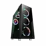 TALIUS Caja Gaming Valkyria. Caja PC Gamer Incluye 3 Ventiladores ARGB + centralita, Pc de Juego de Torre ATX de crital Templado.