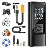 HOVVIDA Compresor de Aire Portatil, Inflador Ruedas Coche 150 PSI (10,3 Bar) 5V, Compresor Aire Coche Bicicleta, Batería Recargable, con LED, para Coche, Moto, Bicicleta, Pelota