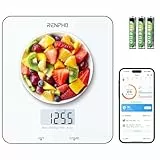 Renpho Báscula Digital de Cocina para Hornear, Cocinar y Café con Calculadora Nutricional para Keto, Macro, Calorías y Pérdida de Peso con Aplicación para Smartphone, Color Blanco