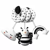 Aolso Juguetes Colgantes para Cochecitos,3PCS Juguete Actividades Sonajero Recien Nacido,Juguetes de Peluche Suave para Bebés para Cochecito, Cuna,Conjuntos de Formas de Alto Contraste Juguetes