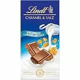 Lindt Chocolate con Leche y caramelo salado, Caramel Sea Salt, chocolate con caramelo, chocolate Lindt, cremoso, Tableta 100 g