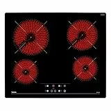 Teka TB PRO 6415 - Vitrocerámica 4 Fuegos 60cm, Tecnología Touch Control, con Cronómetro, Vitrocerámica Teka Color Negro