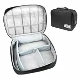 Chiluxendo Organizador de Cables Viaje, Bolsa de Organizadora Cable, Estuche Cables Portátil, Bolsas Electrónicos Accesorios, para Cargador, Memoria USB, SD Tarjeta y Adaptadores, (Negro)