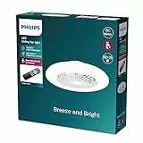 Philips - Ventilador de Techo Philips Amigo, compacto, motor DC, con luz led integrada 25W (5500 lúmens), Luz Blanca regulable (3 temperaturas color), control remoto, Blanco Brillante