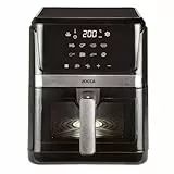 JOCCA - Freidora de Aire Caliente 7L| Freidora Sin Aceite Gran Capacidad| Air Fryer 7 Litros| Temporizador| Temperatura Ajustable| Pantalla Táctil| 8 Programas| Cocina Sana| Ventana| (Negro)