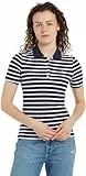 Tommy Hilfiger Polo de Manga Corta Mujer Stripe Slim Fit, Multicolor (Breton Desert Sky/Ecru), M