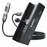 ORICO Hub USB, Concentrador USB 3.0 de Aluminio con Conector de alimentación de 5 V, Hub USB C de 5 Gbps, 4 Puertos USB con 3 USB-A 3.0, USB-C 3.0, Cable de 100 cm (C a A/C), para monitores