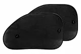 +PWR Car Parts 2 Cortinillas Laterales Triple Capa Negras Microperforadas Plegables 65 x 38 cm. Protege el Interior del Coche de los Rayos del Sol. 100% poliéster