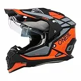 O'NEAL Casco de Moto Enduro Aberturas de ventilación para un máximo Flujo de Aire y refrigeración, Carcasa ABS, Visera integrada Casco Sierra R V.24 Adultos Negro Naranja Gris Talla S