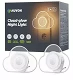 AUVON Nubes luz nocturna infantil con Sensor Movimiento, 2 Unidades Luz Cálida LED con 1-50 lm, Brillo Ajustable para Bebe Dormitorio Infantil, Baño, Cocina, Escalera