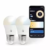 Garza Smart - Pack 2 Bombilla LED Inteligente Wifi Esférica, 5.5W (equivale a 40W de incandescencia), E27, CCT, Intensidad regulable, Programable, Control por voz y app, Alexa/Google, WiFi 2.4GHz