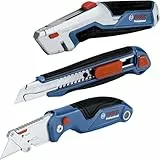 Bosch Professional - Set de corte 3 navajas (navaja universal + cúter + navaja plegable)
