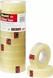 Scotch Cinta Adhesiva Transparente - 10 rollos - 15mm x 33m - Cinta Adhesiva para Uso General para el Colegio, el Hogar y la Oficina