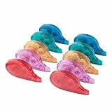 Amazon Basics Cinta correctora Blanca con dispensador, Paquete de 10, fácil de Usar, 12 m, Verde, Naranja, Morado, Rojo, Azul