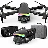 Drone con camara 1080P Luz LED RGB,lente Ajustable Eléctricamente Quadcopter Drone Adultos Principiantes,Posicionamiento de Flujo Óptico,Retención de Altitud,Despegue/Aterrizaje con un Solo Botón