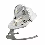 Kinderkraft Hamaca LUMI 2, Columpio eléctrico para bebés, Desde el nacimiento hasta los 9 meses, Altura regulable, 5 modos, 12 melodías, Arco con juguetes, Gris claro