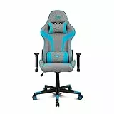 DRIFT GAMING DR90 – Silla Gaming ergonómica con reposacabezas y Lumbar, Respaldo reclinable 135°, Brazos 2D Ajustables, Tejido Transpirable, Base de Nylon y pistón de Gas Clase 4 – Gris/Azul