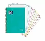 Oxford - Cuaderno microperforado 10 bandas color, Europeanbook 10, tapa dura, A4, 150 hojas, cuadrícula 5 x 5, color ice mint