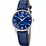 Festina Reloj Mujer F20691/4 Classics Caja de Acero Inoxidable 316l Plateado Correa de Piel Azul