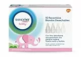 Rhinomer Baby Narhinel Confort, 10 Recambios Blandos Desechables Para Aspirador Nasal, Mejor Ajuste a la Nariz del Bebé, Con Filtro Absorbente de Mocos