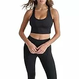 DKNY Scoop Neck Long Line Crompression Everyday Bra Sujetador Deportivo, Negro, XS para Mujer