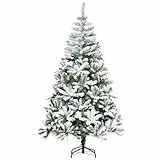 HOMCOM Árbol de Navidad Artificial 180 cm con Nieve Ignífugo con 750 Ramas Apertura Automática Base Plegable y Soporte Metálico Decoración Navideña para Interiores Verde
