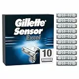 Gillette Sensor Excel Recambio De Máquinilla De Afeitar 10 Recambios, cuchillas de afeitar