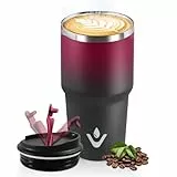 HoneyHolly Termo Cafe 600 ML, Reutilizables, Vaso Termico Cafe Antigoteo para Coche, Acero Inoxidable 304, Taza Termica Para Llevar, Termo Café Hermético para Café Frío y Caliente, Leche y Té