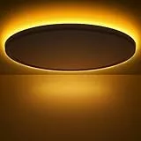 OUILA Lámpara de techo LED con luz nocturna 1800 K, 3000 K/4000 K/6500 K, regulable, lámpara de techo con mando a distancia, 24 W, moderna, ultrafina, para dormitorio, salón, baño, cocina, 30 cm