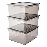 keeeper Cajas de almacenaje con Air Control System, Set de 3 unidades, 3 x 18 L, Bea, Transparente