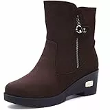 Gaatpot Botas de Nieve Zapatos para Invierno Mujer Piel Forradas Calientes Casual Calzado Antideslizante Botines Café 37EU=38CN