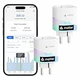 Meross_Smart Enchufe Inteligente Matter con Consumo de Energía, Enchufe WiFi Mide Producción de Paneles Solares Fotovoltaicos, Control Remoto y Voz, Soporte para Apple Home, Alexa y Google Home, 2PCS